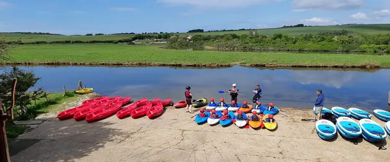 kayaks by the river Cuckmere