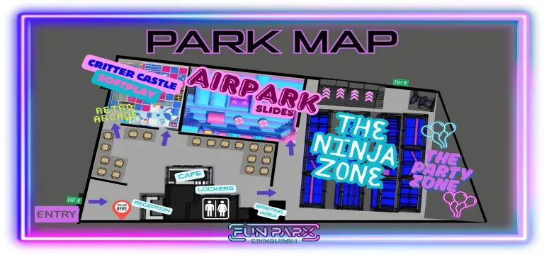 poster showing the inside layout of FunParx indoor adventure play park Edinburgh
