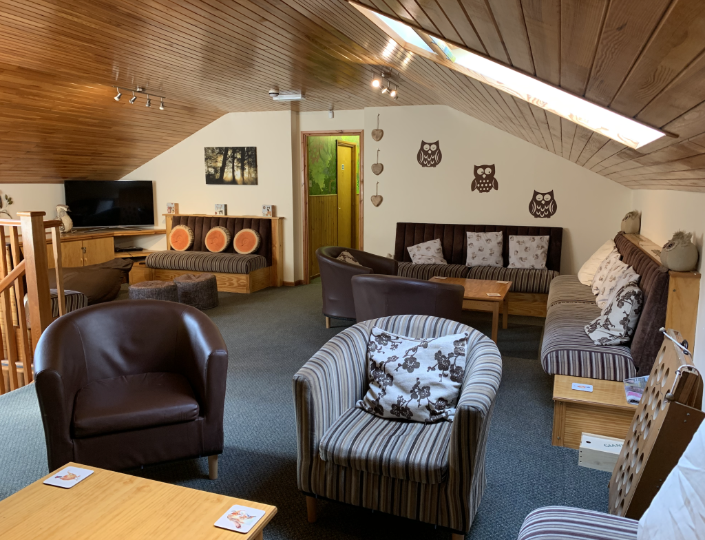 indoor social area for school trip groups at Hilltop OEC