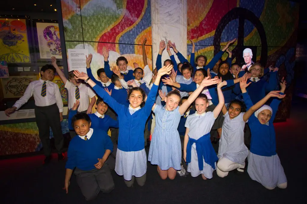 students in music museum room