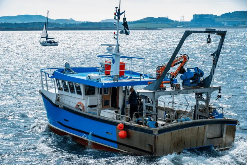 fishing boat in the sea at North Ayrshire in Scotland