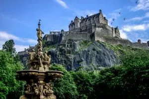 external drone shot of Edinburgh castle