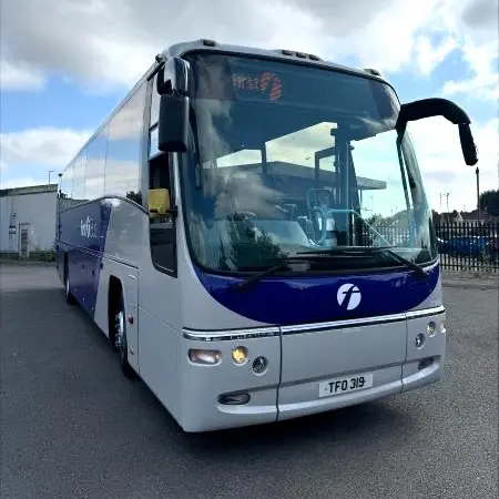 first travel single decker coach in car park