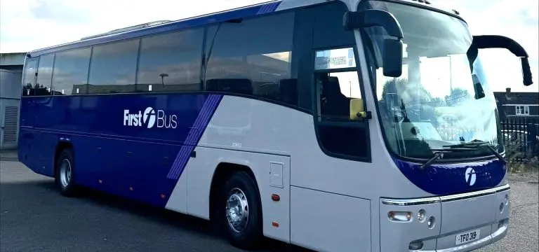 coach parked at a stadium car park