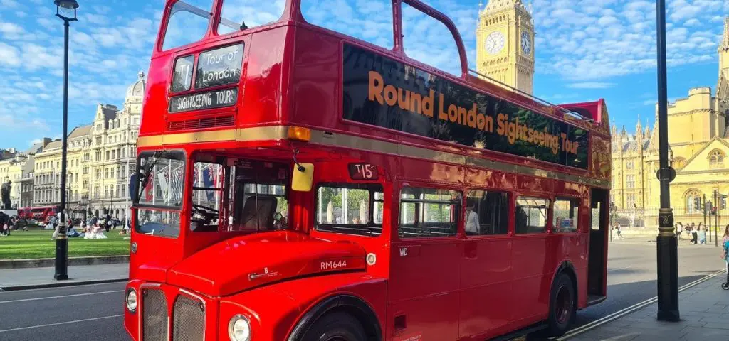 London traditional red bus
