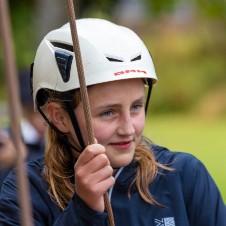 school pupil abseiling