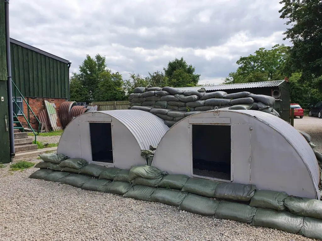 World War two Metal Bunkers and sand bags around them