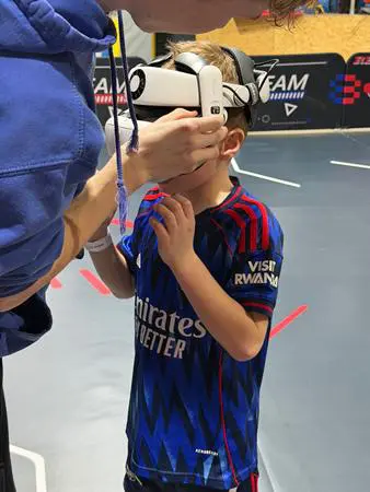 school pupil wearing a VR headset