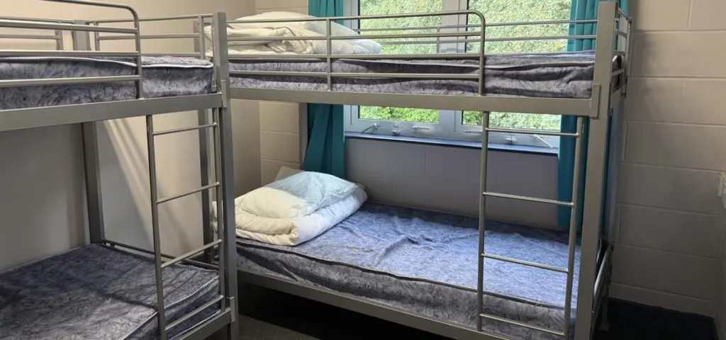 image showing a bunkroom with two bunkbeds for student accommodation