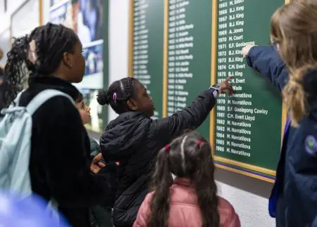 school group at Wimbledon Tennis museum