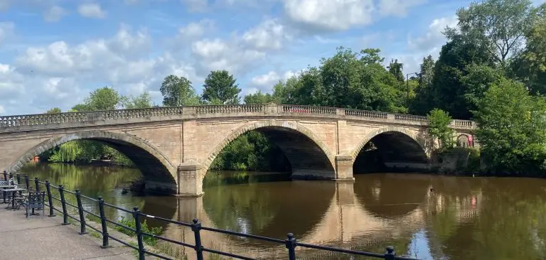 a brick made Victorian build bridge over the river to the town of Bewdley