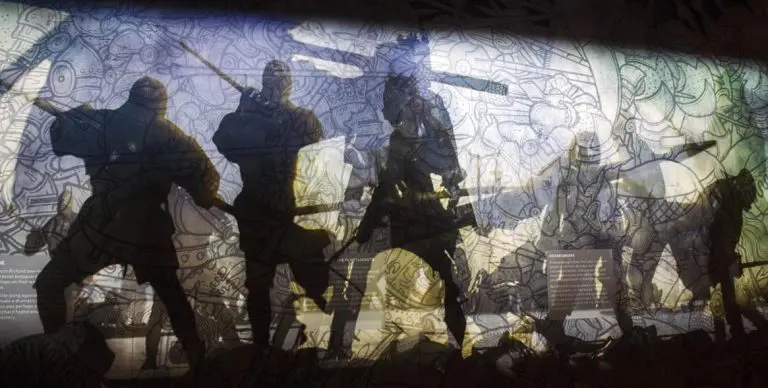 knights in battle at King Richard III Visitor Centre