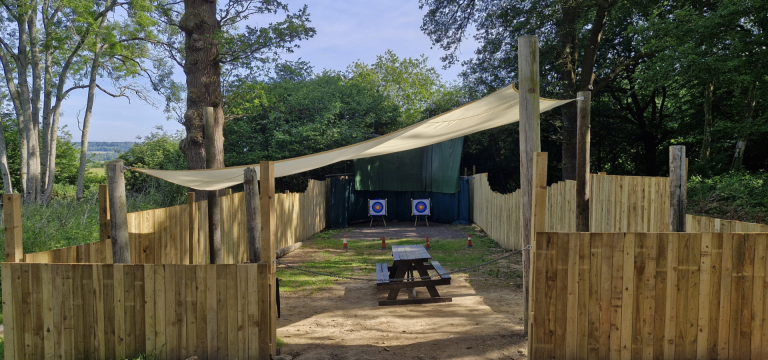 outside archery range at bentley copse outdoor activity centre