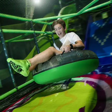 school pupil on a bouncing ball