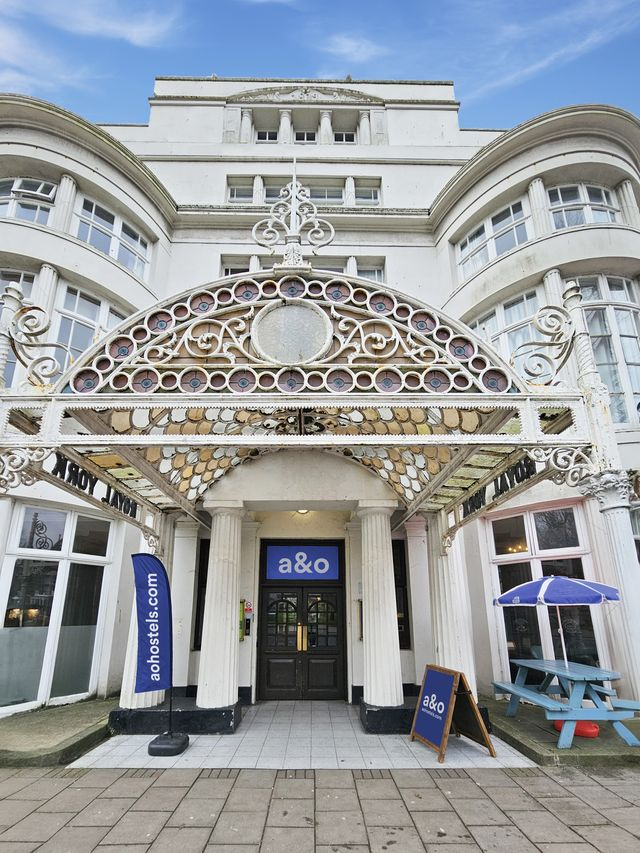 front view entrance of A&O hostel at Brighton Beach