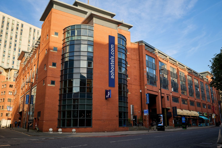 outside view of hostel building in Manchester city centre