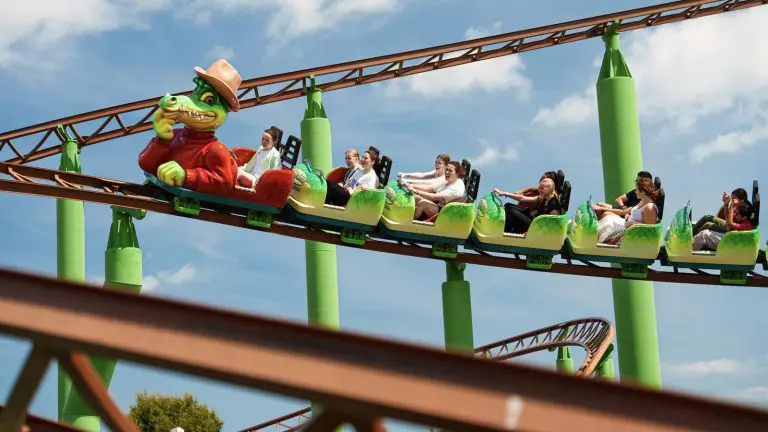 roller caster ride at theme park Essex