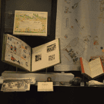 books and exhibition stand providing historical information about the Holocaust