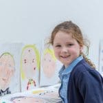 school pupil painting and drawing at Victoria Art Gallery in Bath on a school trip