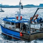 fishing boat in the sea at North Ayrshire in Scotland