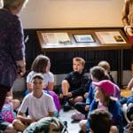 school group in a workshop presentation at Shakespeare's Schoolroom and guildhall