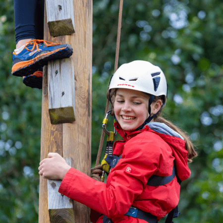 school pupil on an assault course