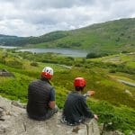 school pupils on a cliff edge