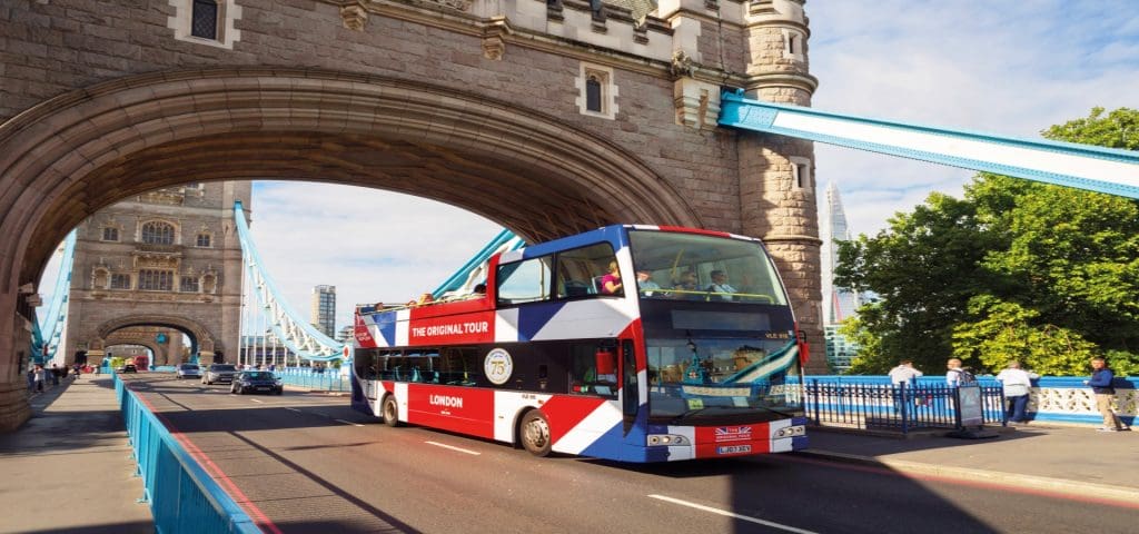 London City Bus Tours 9 tour coach by London bridge