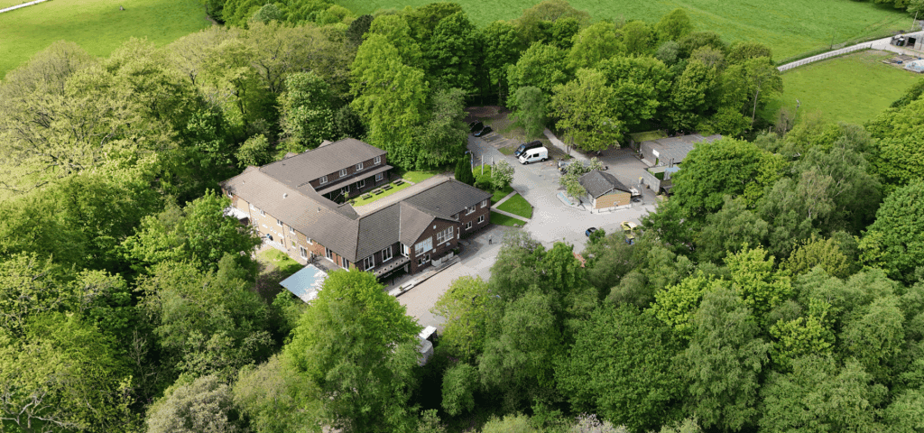 overhead aerial drone shot of Anderton activity residential centre