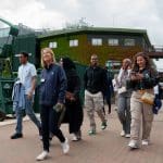 school group walking around Wimbledon Tennis courts in London
