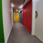 hallway of school trip hostel YMCA London