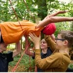 school children doing problem solving skills
