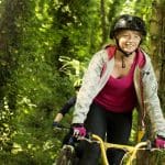 school pupil on a cycling path at Standon bowers OEC