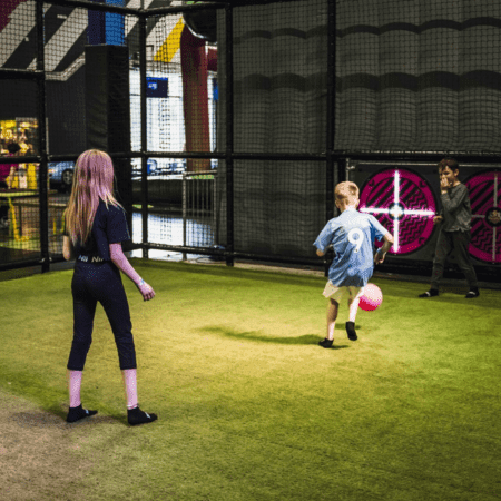 students play five a side football