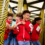 school pupils in a maze at Paradox museum