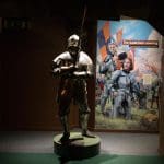 indoor museum statue of battlefield armour used at Bosworth Battlefield