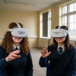 school pupils with 4D immersive face masks on