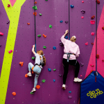 pupils on a indoor climbing wall