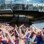 image showing school group with hands in the air and in the background the image of the i360