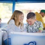 pupils on a teacup ride at Pleasurewood Hills theme park