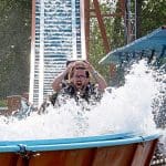 pupils on a log flume at Pleasurewood Hills theme park