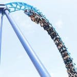 students on a roller coaster at Pleasurewood Hills theme park