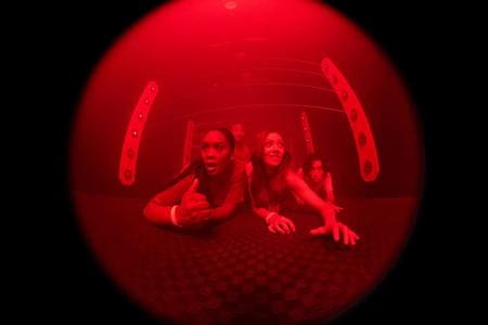 students in a 3D immersive room
