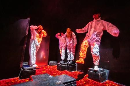 school pupils in an immersive activity room experience