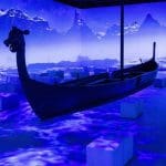 3D immersive experience room with Viking ship on display