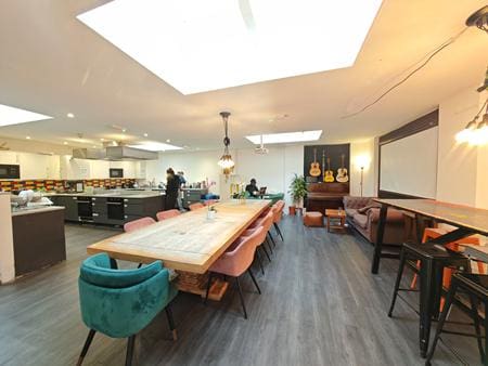 large indoor canteen area at a school trip hostel