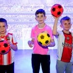School children at St Mary's stadium interactive football wall