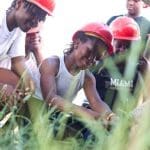 pupils outside planting fauna in field